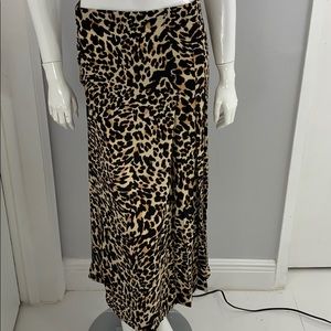 Zara Long Flowy Leopard Animal Print pleated Skirt